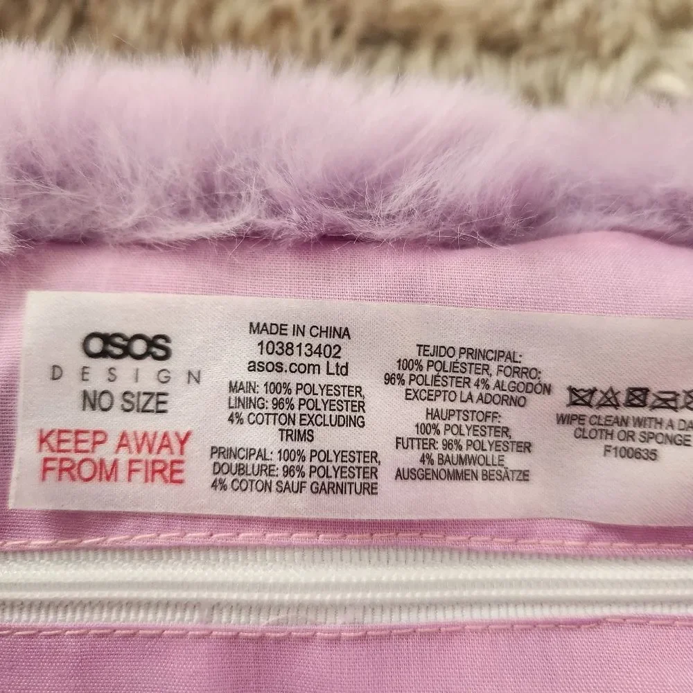 ASOS Design Mini Tote Bag in Lilac Faux Fur‎